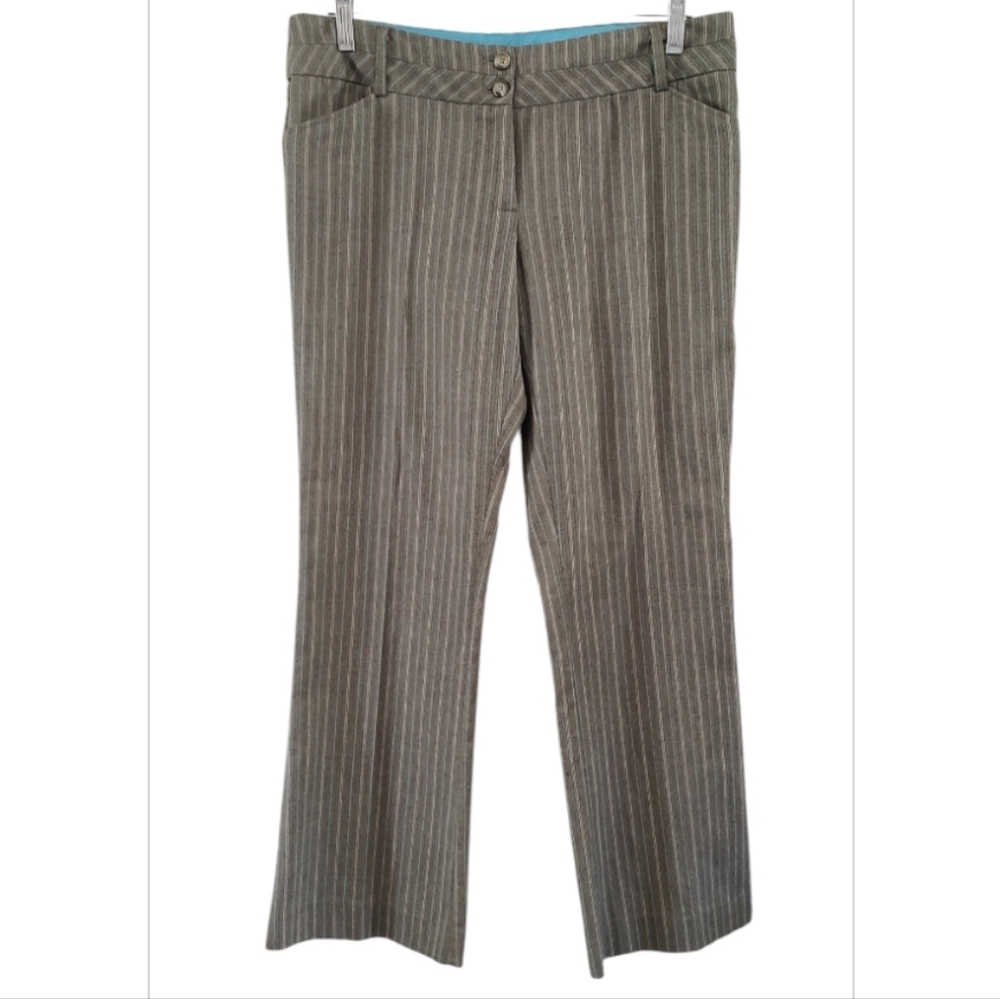 Tracy Evans Brown and Blue Pinstripe Trousers